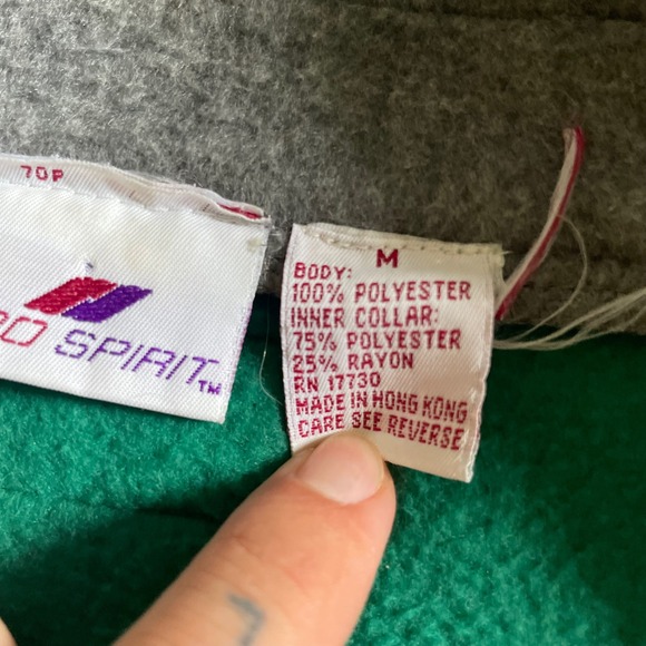 Vintage Pro Spirit Fleece Pullover Jacket‎ Green Gray Quarter Zip Size Medium - Picture 4 of 8